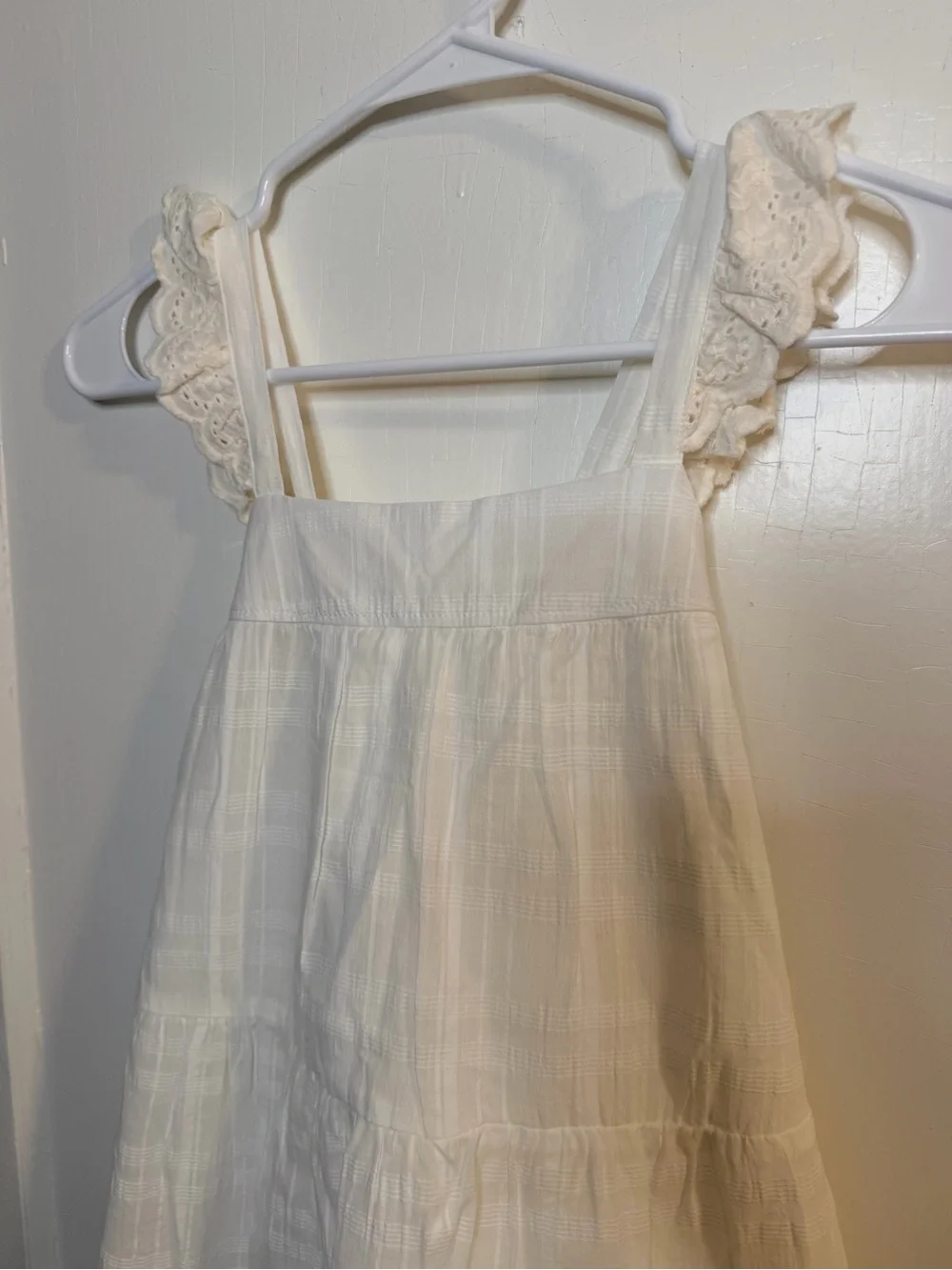 Girls' White Ruffle Strap Tiered Sundress